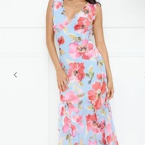 HELLO MOLLY - HIBISCUS HEAT MAXI DRESS BLUE